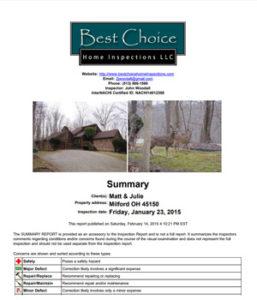 Best Choice Home Inspections Sample Reports